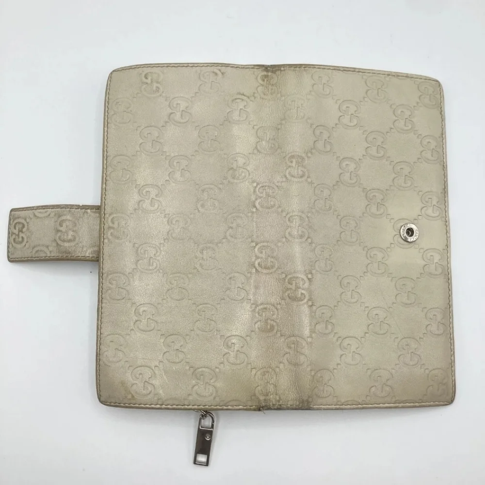 🤍🔹️GUCCI🔹️ purse long Cow Leather wallet Guccissima ivory - Picture 16 of 17